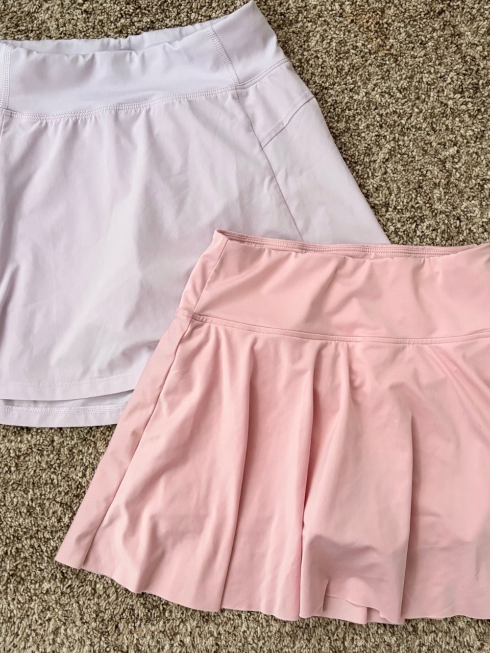 Athletic Skorts in Light Pink and Pale Lavender